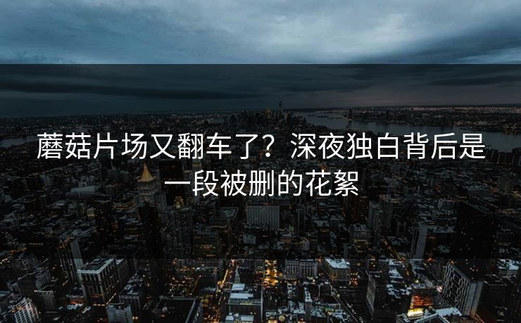 蘑菇片场又翻车了？深夜独白背后是一段被删的花絮